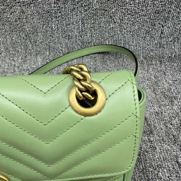 100% Authentic GUCCI GG Marmont Green Small Leather Shoulder Bag - Picture 5 of 16